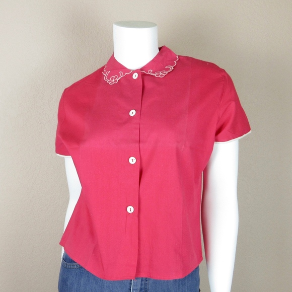 pink peter pan collar top